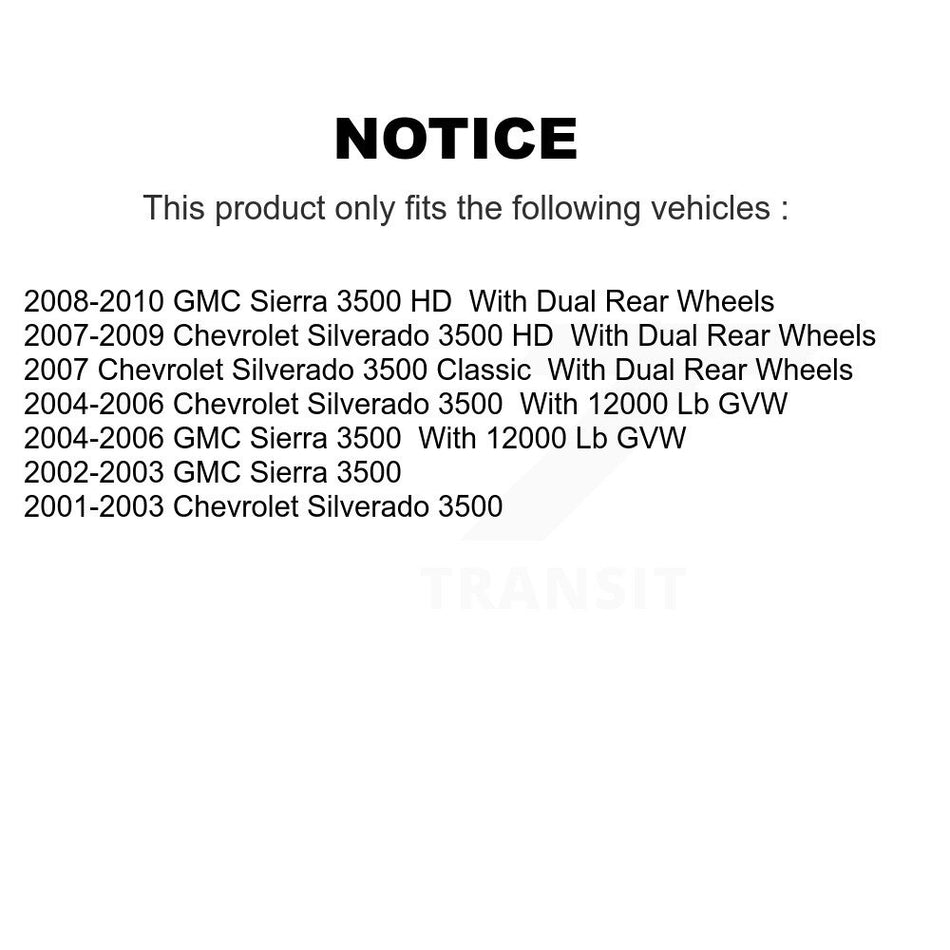 Rear Disc Coated Rotors Ceramic Pads & Parking Shoes Kit For Chevrolet GMC Silverado 3500 KGA-106583