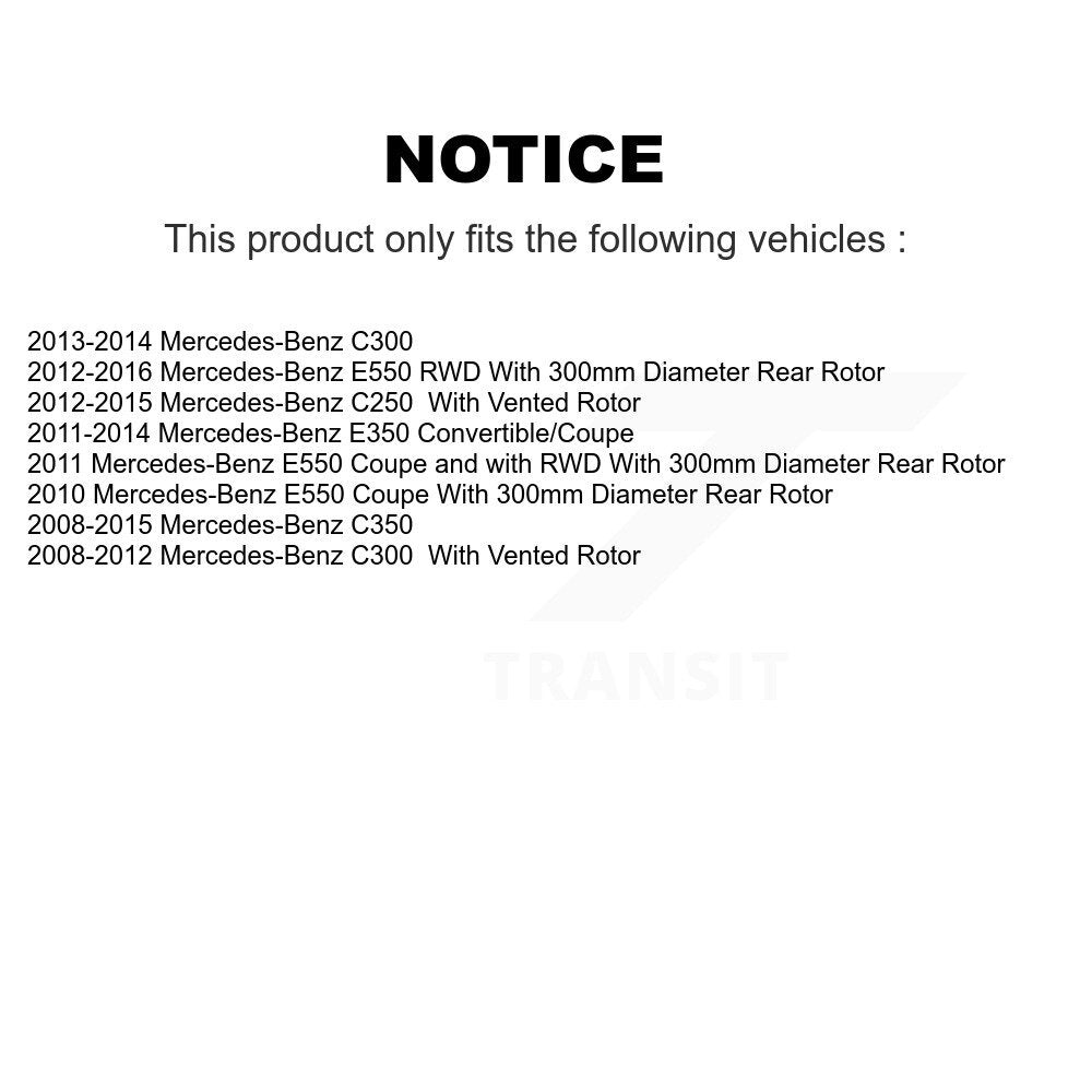 Rear Disc Coated Rotors Semi-Metallic Pads Parking Shoes Kit For Mercedes-Benz C300 C350 KGA-106819