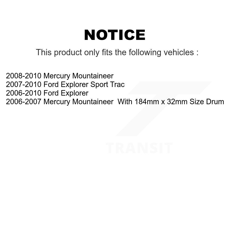 Rear Disc Coated Rotors Semi-Metallic Pads Parking Shoes Kit For Ford Explorer Sport Trac KGA-106871