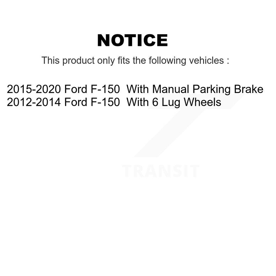 Rear Disc Coated Rotors Ceramic Pads And Parking Brake Shoes Kit For Ford F-150 KGA-106892