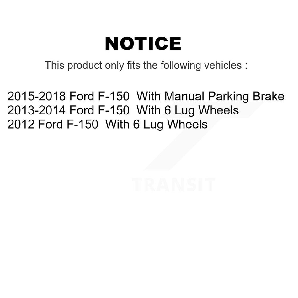 Rear Disc Coated Rotors Ceramic Pads Parking Brake Shoes And Hardware Kit For Ford F-150 KGA-106929