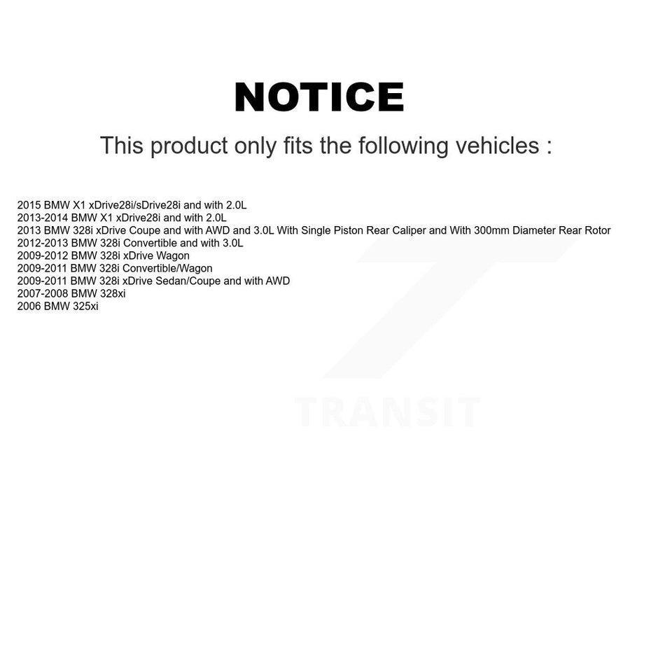 Rear Disc Coated Rotors Semi-Metallic Pads Parking Shoes Hardware Kit For BMW 328i xDrive KGA-106933