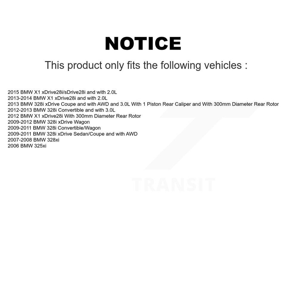 Rear Disc Coated Rotors Semi-Metallic Pads Parking Shoes Hardware Kit For BMW 328i xDrive KGA-106933