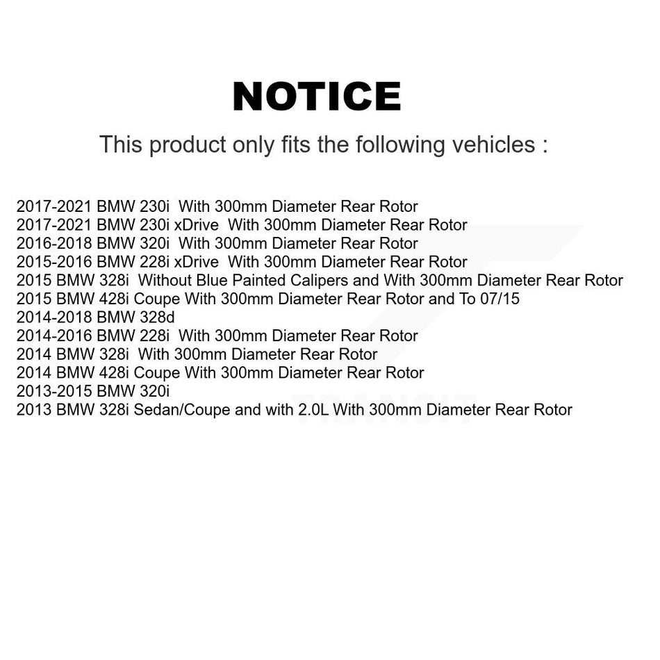 Rear Disc Coated Rotors Semi-Metallic Pads Parking Shoes Hardware Kit For BMW 230i xDrive KGA-106939
