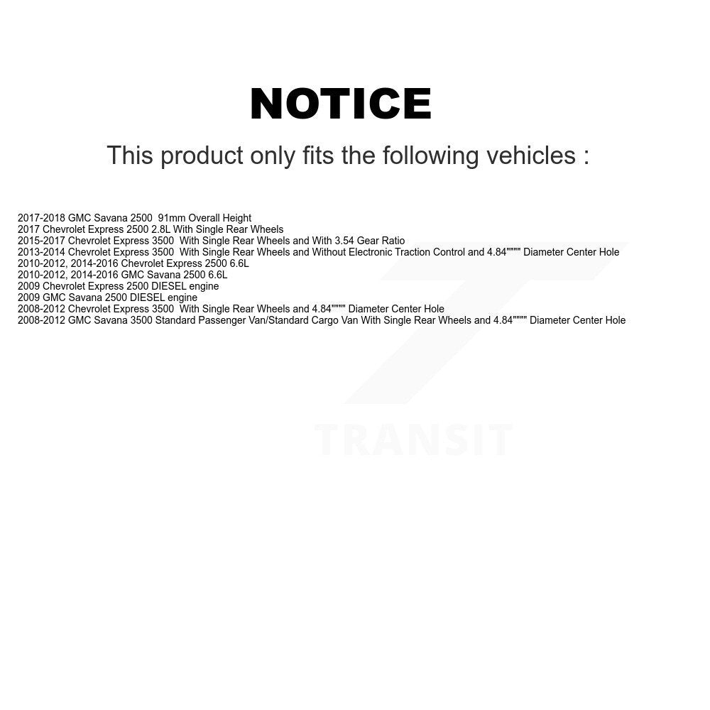 Rear Disc Coated Rotors Ceramic Pads Parking Shoes Hardware Kit For Chevrolet GMC Savana KGA-106961