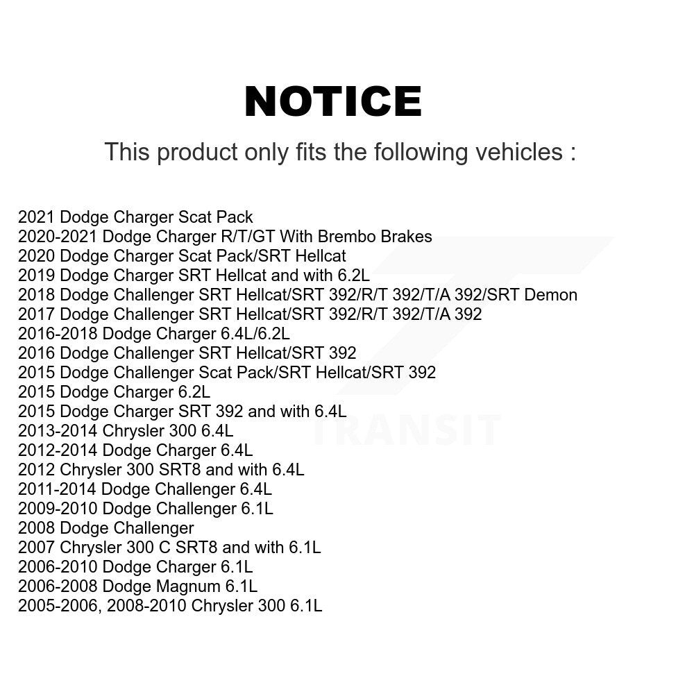 Rear Disc Coated Rotors Semi-Metallic Pads Parking Shoes & Hardware Kit For Dodge Charger KGA-107015