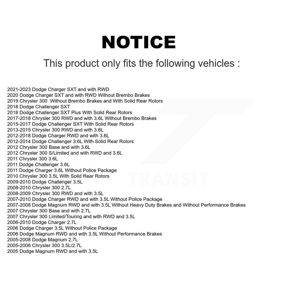 Rear Disc Coated Rotors Ceramic Pads Parking Shoes & Hardware Kit For Dodge Chrysler 300 KGA-107018