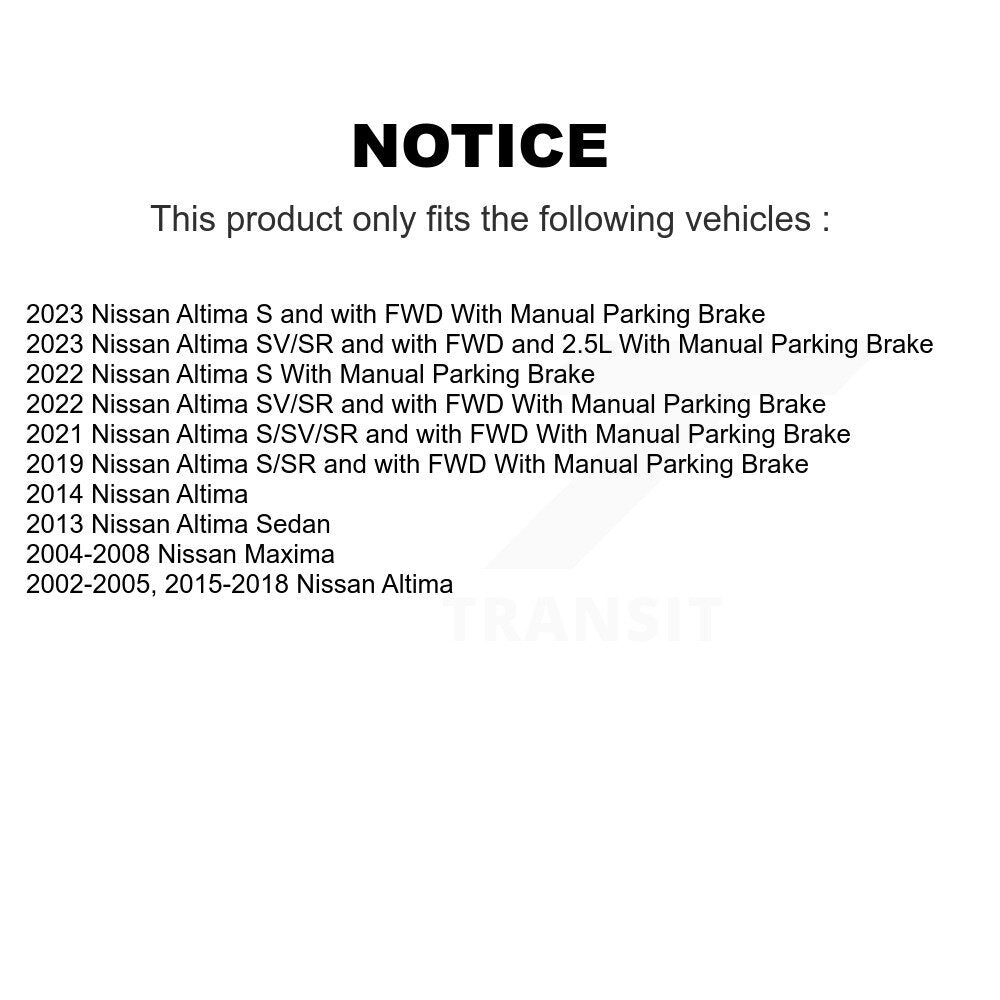 Rear Disc Coated Rotors Ceramic Pads Parking Shoes Hardware Kit For Nissan Altima Maxima KGA-107064