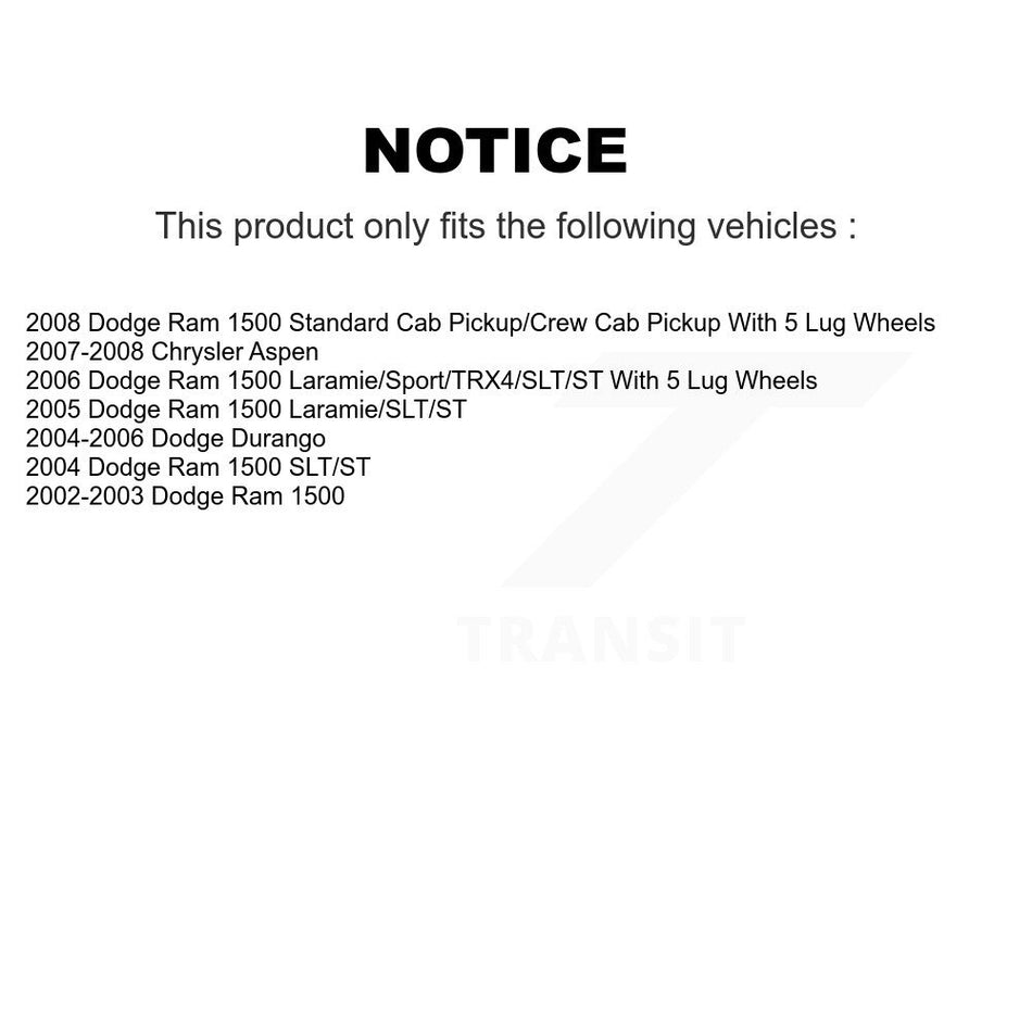 Rear Disc Coated Rotors Semi-Metallic Pads Parking Shoes Hardware Kit For Dodge Ram 1500 KGA-107116