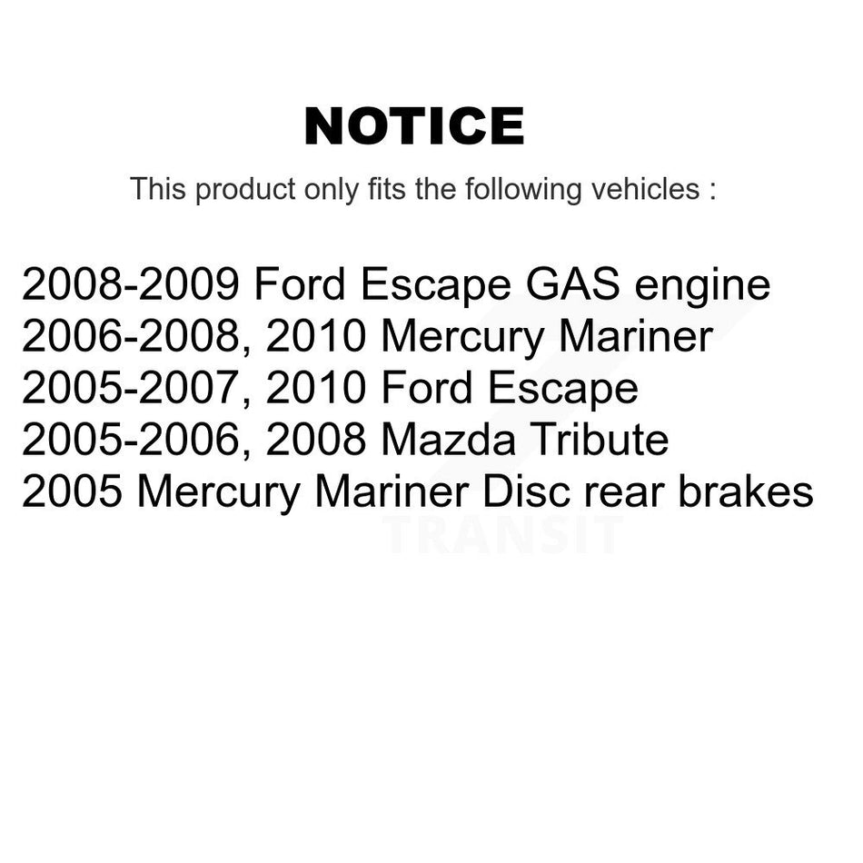 Rear Disc Coated Rotors Semi-Metallic Pads Parking Shoes And Hardware Kit For Ford Escape KGA-107213
