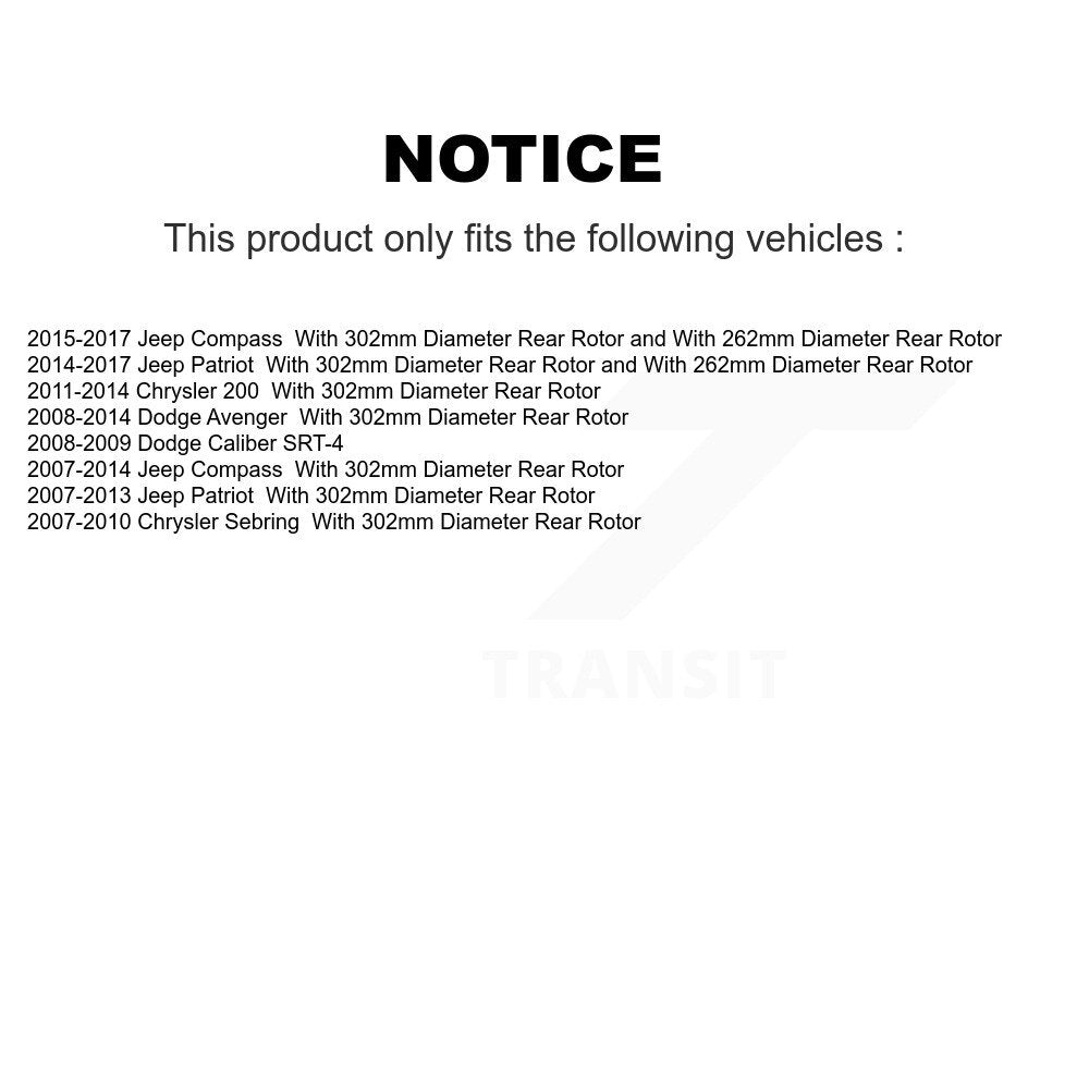 Rear Disc Coated Rotors Ceramic Pads Parking Shoes Hardware Kit For Jeep Patriot Chrysler KGA-107220
