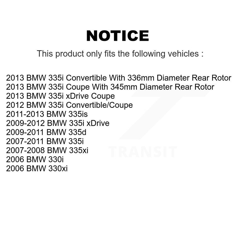 Rear Disc Coated Rotors Semi-Metallic Pads Parking Shoes Hardware Kit For BMW 335i xDrive KGA-107343