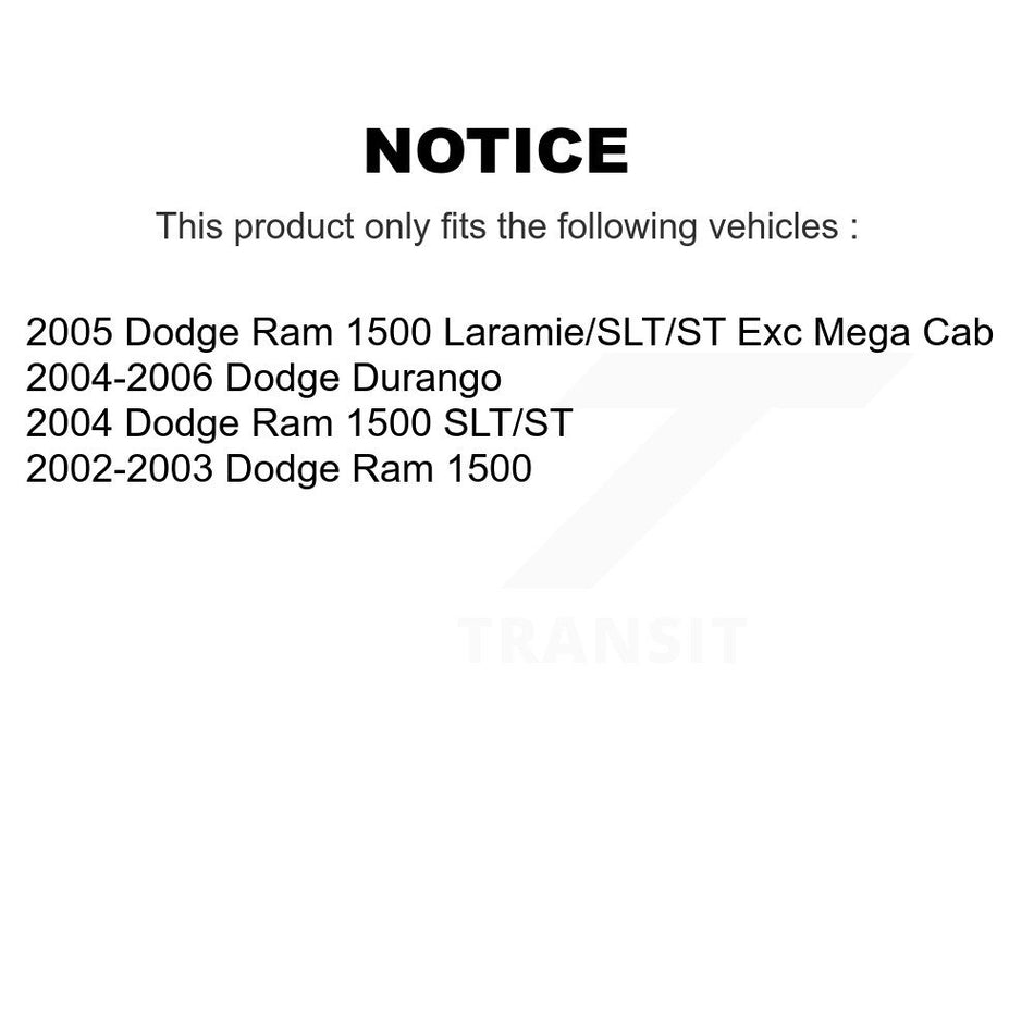 Front Rear Semi-Metallic Pads And Coated Disc Brake Rotors Kit For Dodge Ram 1500 Durango KGA-107534