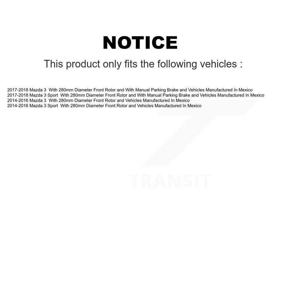 Front Rear Ceramic Pads And Coated Disc Brake Rotors Kit For Mazda 3 Sport KGA-107540