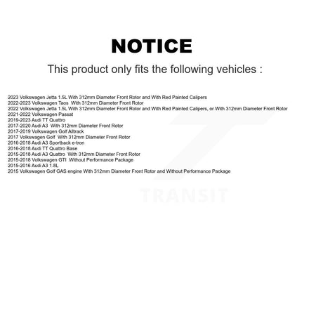 Front Coat Brake Rotor Ceramic Pad Kit For Volkswagen Golf Taos SportWagen Audi GTI A3 TT KGC-100062