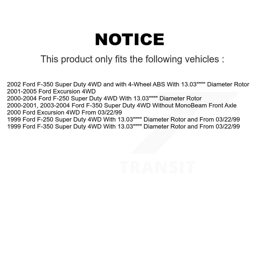 Front Coated Disc Brake Rotors And Ceramic Pads Kit For Ford F-250 Super Duty F-350 Excursion KGC-100400