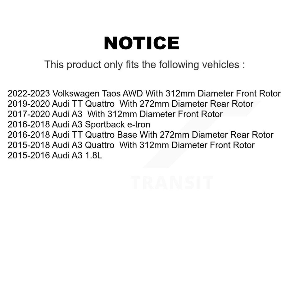Front Rear Coat Brake Rotor Ceramic Pad Kit For Volkswagen Taos Audi A3 Quattro Sportback KGC-101325