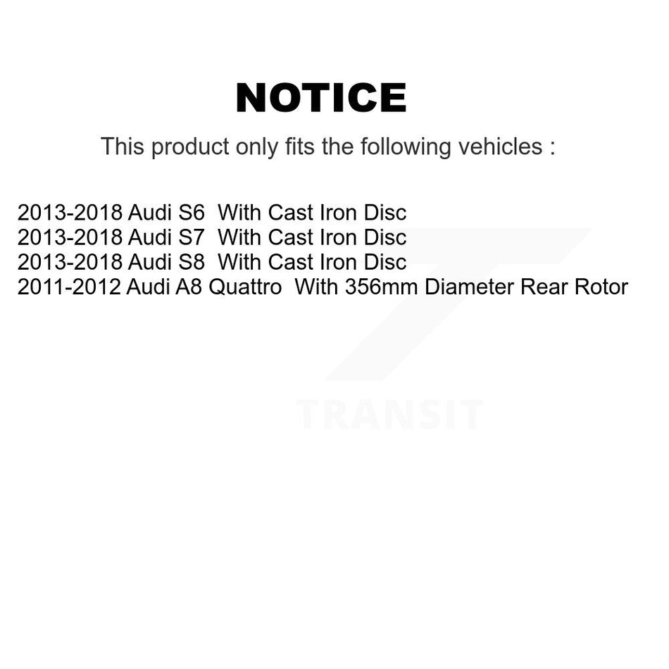 Rear Coated Disc Brake Rotors And Ceramic Pads Kit For Audi A8 Quattro S6 S7 S8 KGC-101468