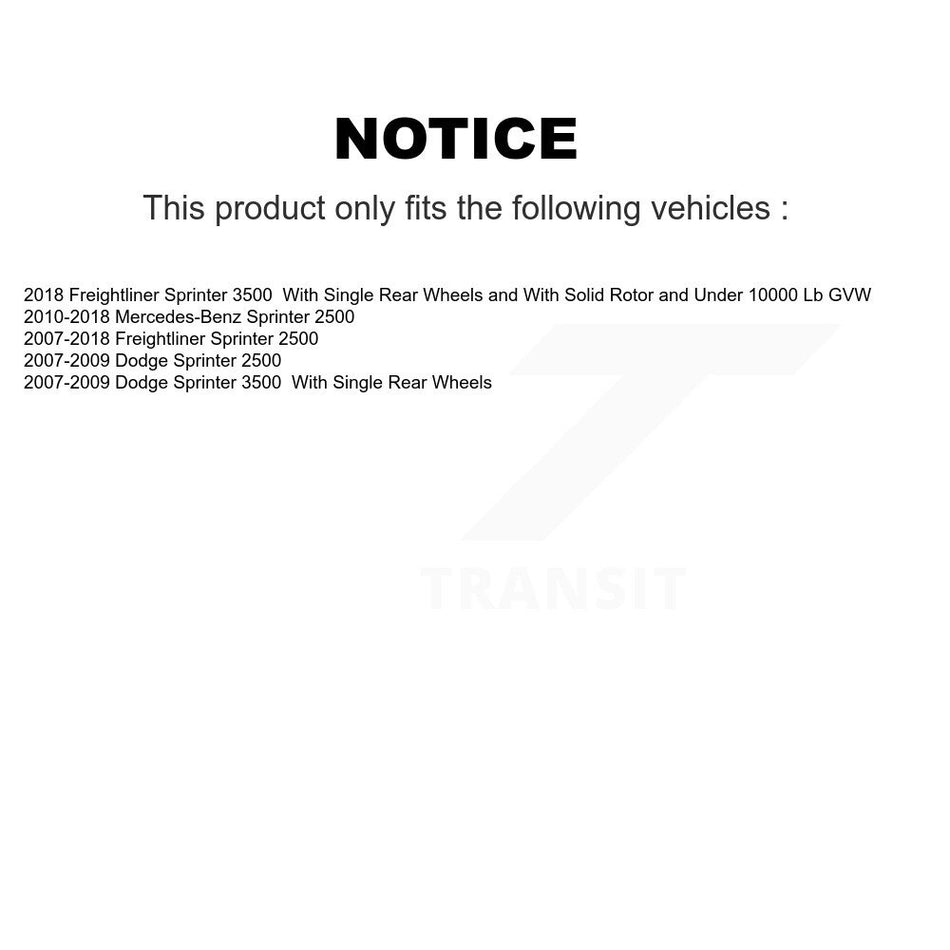 Rear Coated Disc Brake Rotor & Ceramic Pad Kit For Sprinter 2500 Mercedes-Benz Dodge 3500 KGC-101657