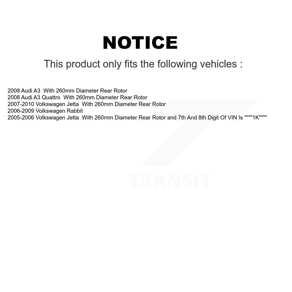 Rear Coated Disc Brake Rotors And Ceramic Pads Kit For Volkswagen Jetta Rabbit Audi A3 Quattro KGC-101669