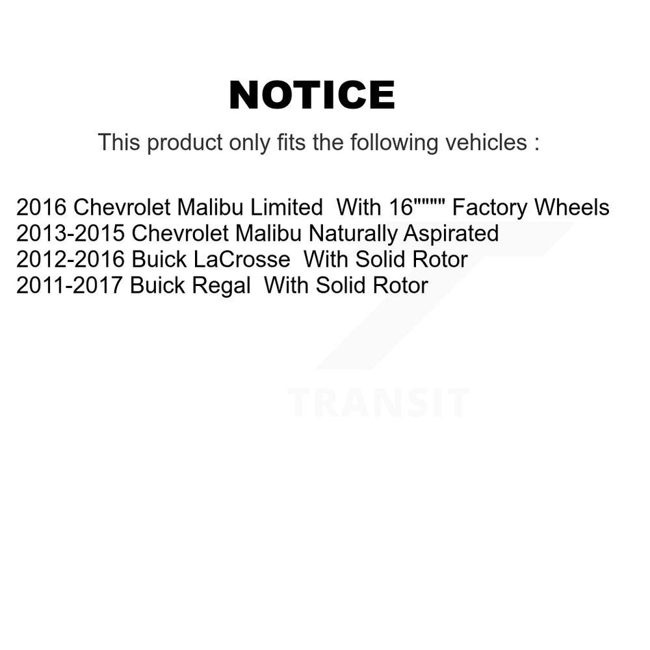 Rear Coated Disc Brake Rotors And Ceramic Pads Kit For Chevrolet Malibu Buick LaCrosse Regal Limited KGC-101687