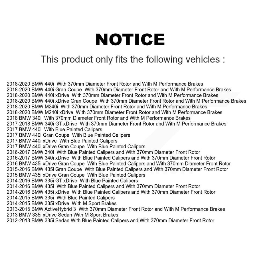 Front Coated Disc Brake Rotors And Ceramic Pads Kit For BMW 335i xDrive 435i 330i 340i 230i 440i Gran Coupe GT M240i ActiveHybrid 3 KGC-102137