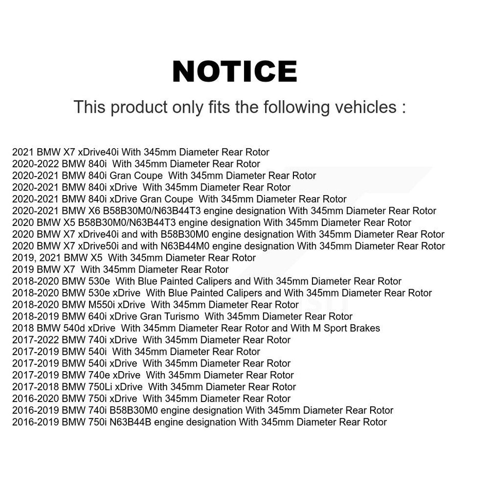 Rear Coated Brake Rotor & Ceramic Pad Kit For BMW X5 540i xDrive X7 X6 750i M550i iX 640i KGC-102616