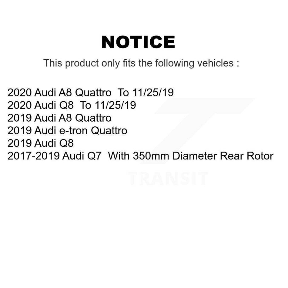 Rear Coated Disc Brake Rotors And Ceramic Pads Kit For Audi Q7 Q8 e-tron Quattro A8 KGC-102646