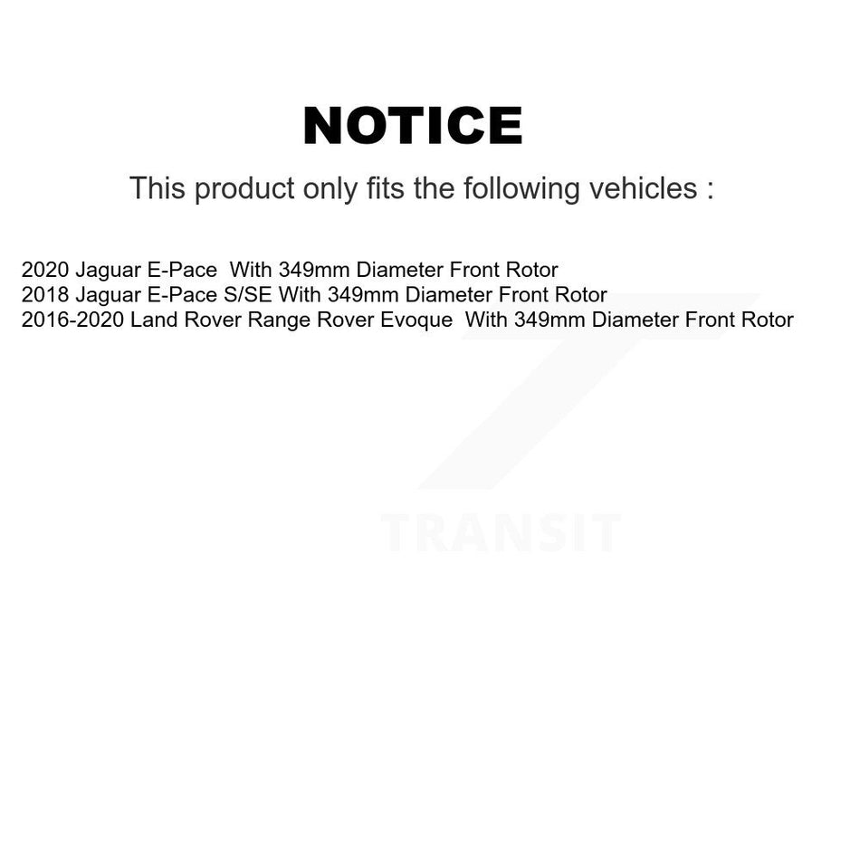 Front Coated Disc Brake Rotor & Ceramic Pad Kit For Land Rover Range Evoque Jaguar E-Pace KGC-102771