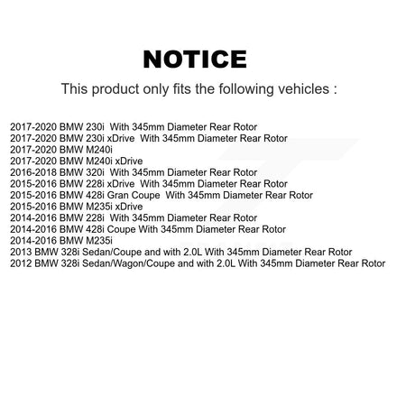 Rear Disc Coated Rotors Ceramic Pads Parking Shoes Kit For BMW 230i xDrive 228i 328i 428i KGC-102968