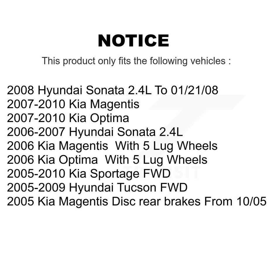 Rear Disc Coated Rotors Ceramic Pads & Parking Shoes Kit For Hyundai Tucson Kia Sportage KGC-103115