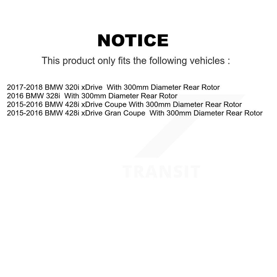 Rear Disc Coated Rotors Ceramic Pads Parking Shoes Hardware Kit For BMW 428i xDrive Gran KGC-103309