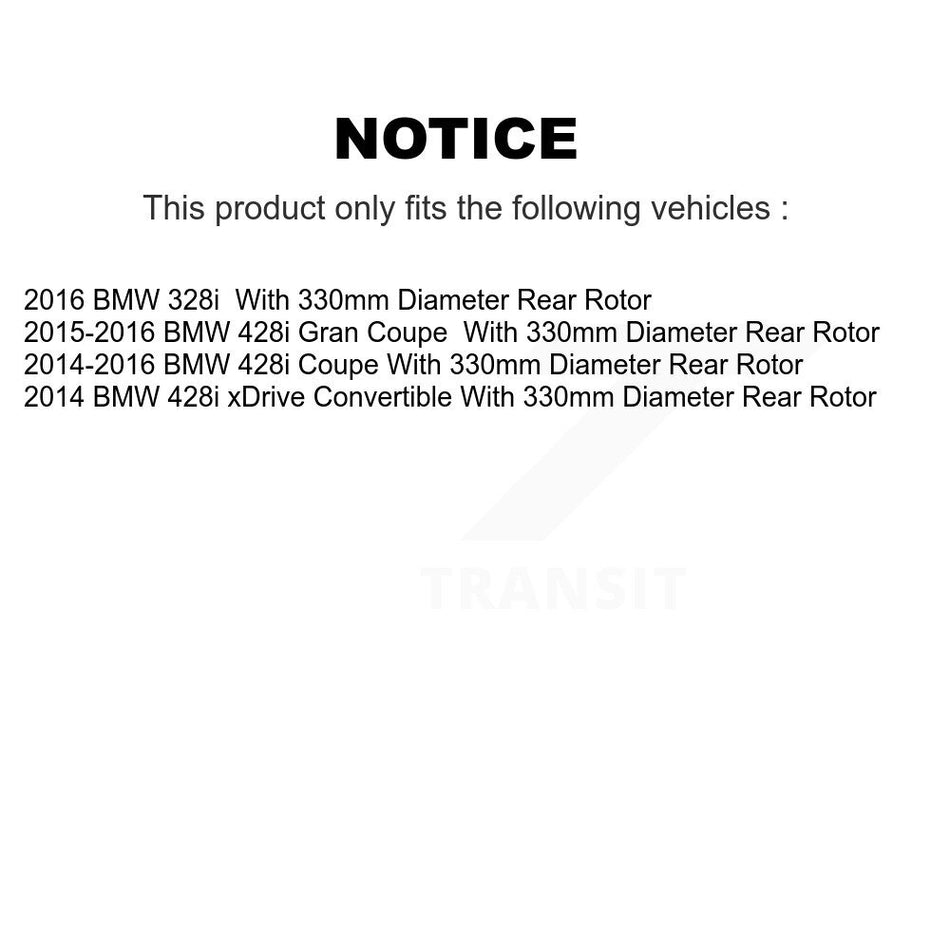 Rear Disc Coated Rotors Ceramic Pads Parking Shoes Hardware Kit For BMW 428i xDrive Gran KGC-103320