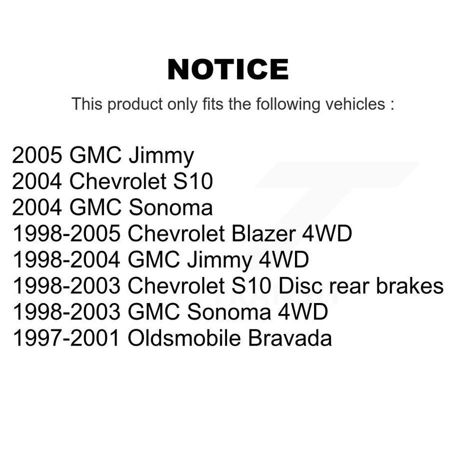 Rear Disc Coated Rotors Ceramic Pads Parking Shoes Hardware Kit For Chevrolet GMC Blazer KGC-103387
