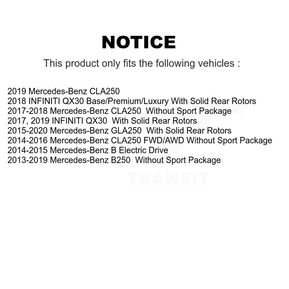 Front Rear Coated Disc Brake Rotors And Semi-Metallic Pads Kit For Mercedes-Benz GLA250 CLA250 INFINITI QX30 KGF-101154