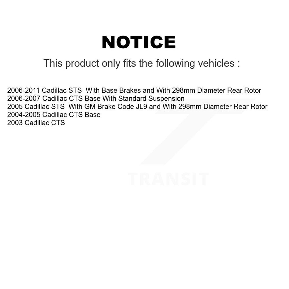 Rear Coated Disc Brake Rotors And Semi-Metallic Pads Kit For Cadillac CTS STS KGF-101210