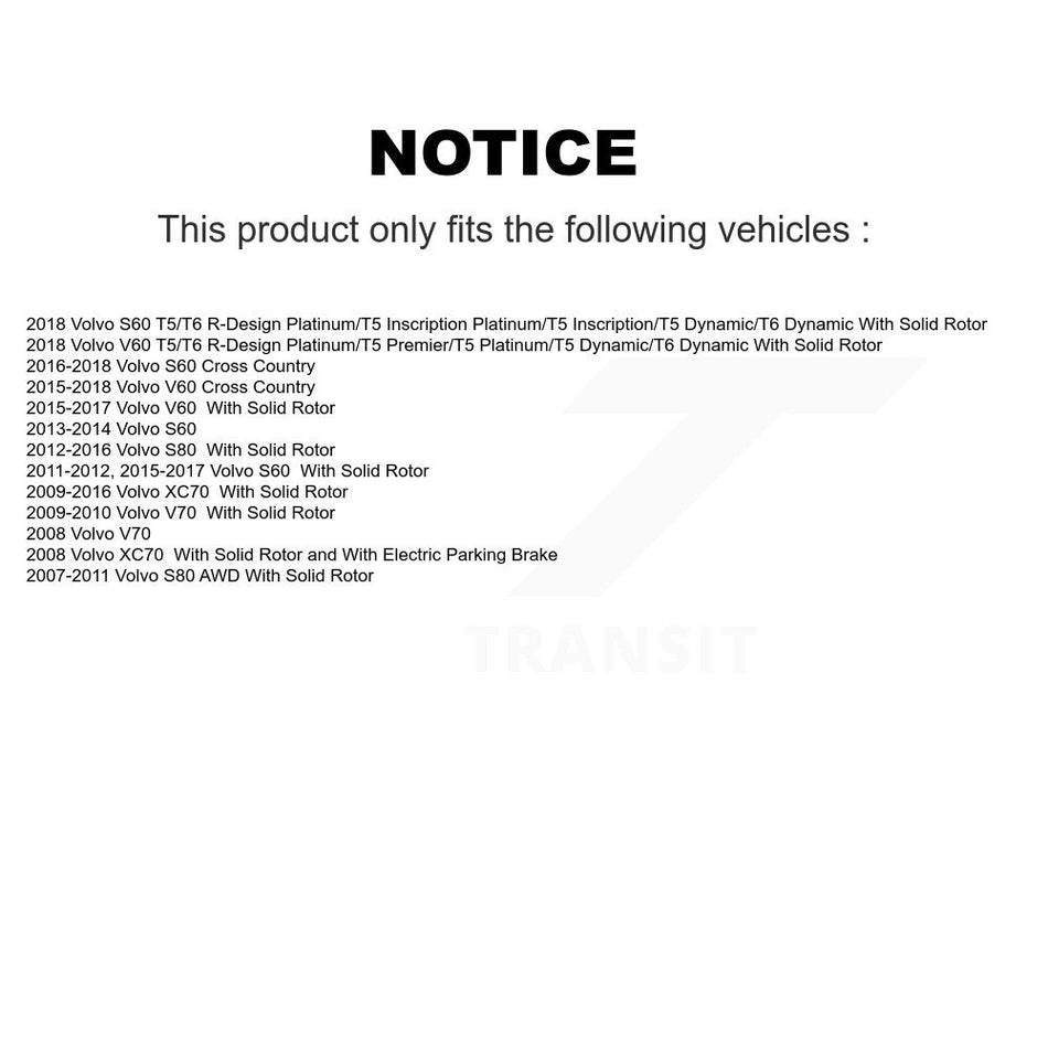 Rear Coated Disc Brake Rotors And Semi-Metallic Pads Kit For Volvo S60 XC70 S80 V60 Cross Country V70 KGF-101472