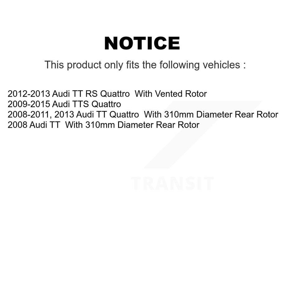 Rear Coated Disc Brake Rotors And Semi-Metallic Pads Kit For Audi TT Quattro RS KGF-102064