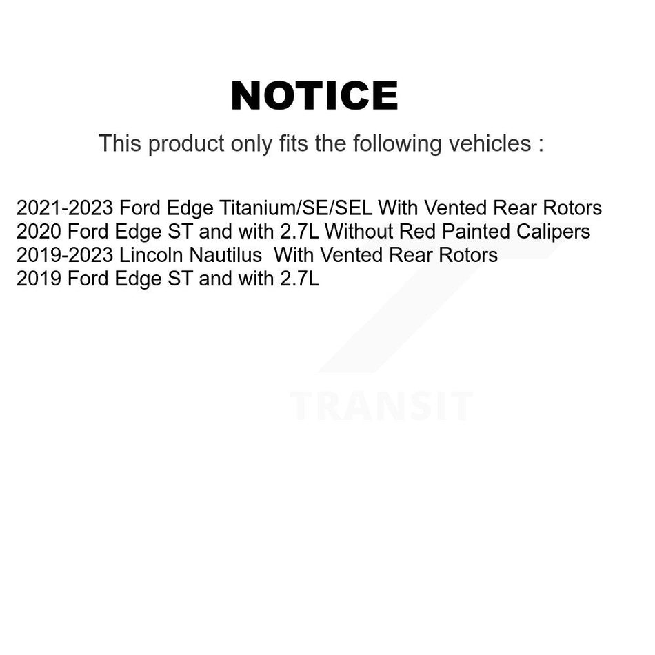 Rear Coated Disc Brake Rotors And Semi-Metallic Pads Kit For Ford Edge Lincoln Nautilus KGF-103294