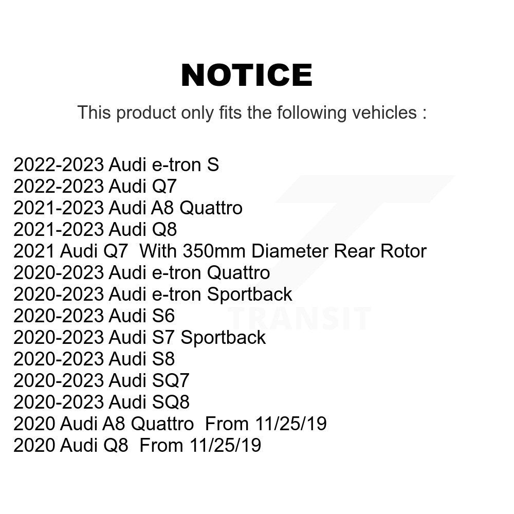 Rear Coat Brake Rotor Semi-Metallic Pad Kit For Audi Q7 Q8 e-tron Quattro SQ8 Sportback S KGF-103324