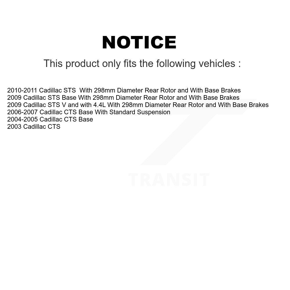 Rear Disc Coated Rotors Semi-Metallic Pads & Parking Brake Shoes Kit For Cadillac CTS STS KGF-103635