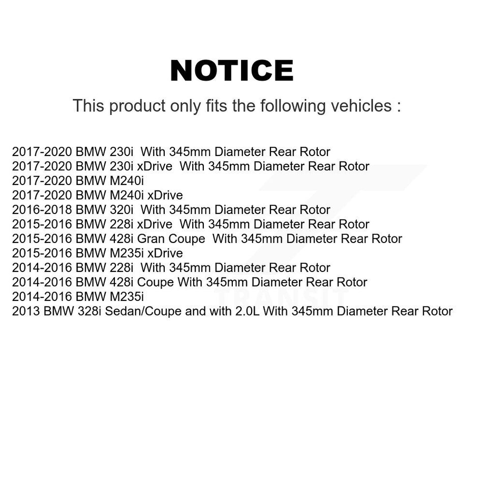 Rear Disc Coated Rotors Semi-Metallic Pads Parking Shoes Hardware Kit For BMW 230i xDrive KGF-103757