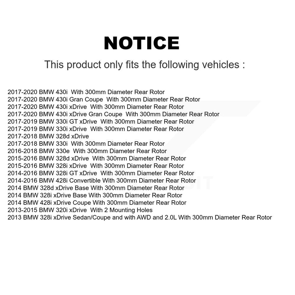 Rear Disc Coated Rotors Semi-Metallic Pads Parking Shoes Hardware Kit For BMW 328i xDrive KGF-103766