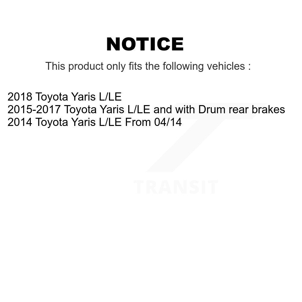 Rear Coated Brake Drum Shoes Spring And Cylinders Kit (6Pc) For Toyota Yaris KGN-100187