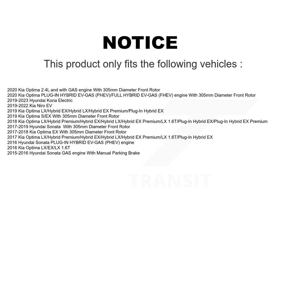 Front Coated Disc Brake Rotors And Semi-Metallic Pads Kit For Hyundai Sonata Kia Optima Niro EV Kona Electric KGS-100508