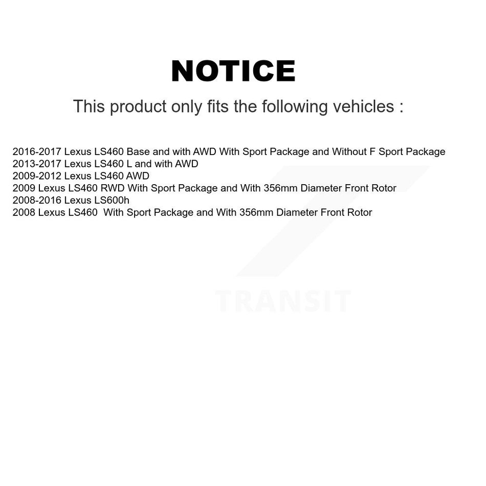 Front Rear Coated Disc Brake Rotor And Semi-Metallic Pad Kit (6Pc) For Lexus LS460 LS600h KGS-102507