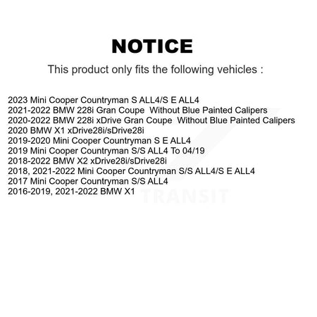 Front Coated Brake Rotors Semi-Metallic Pad Kit For BMW X1 Mini Cooper Countryman X2 228i KGS-102623