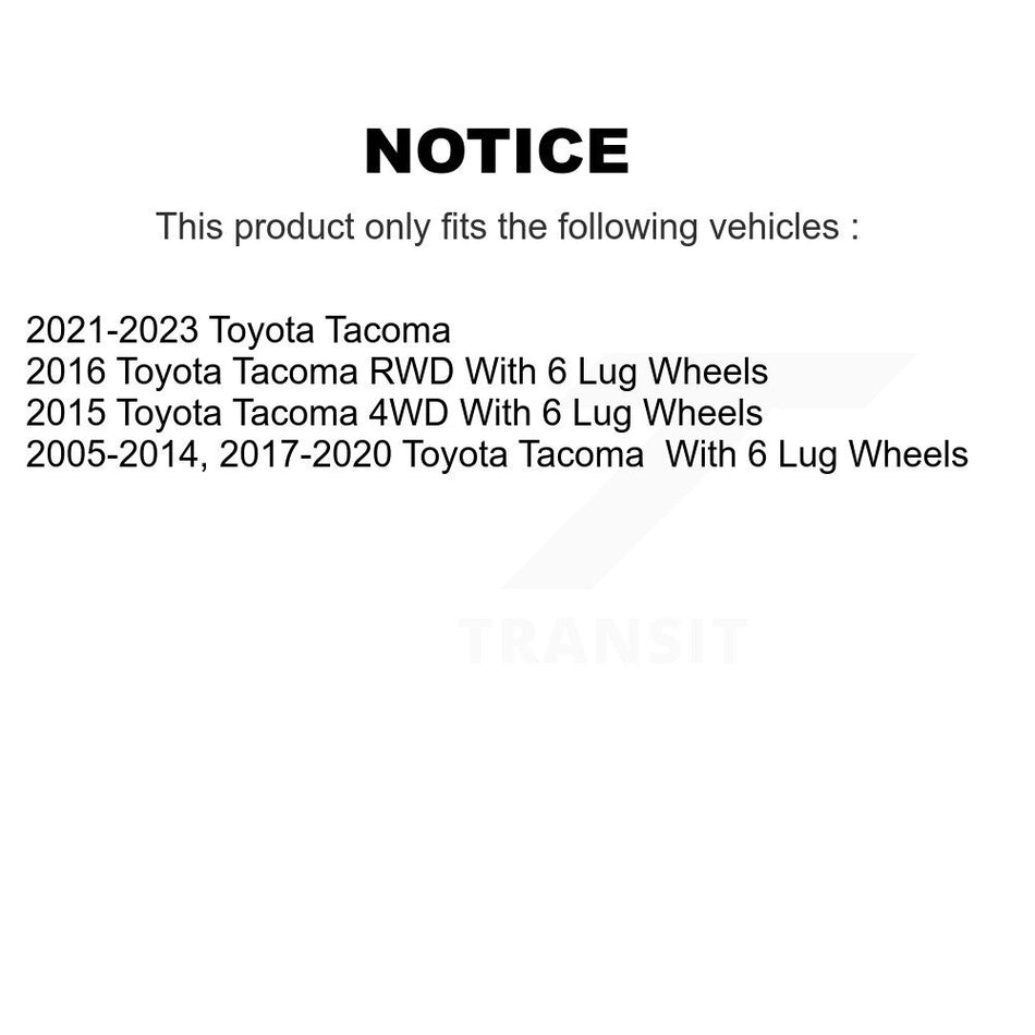 Front Rear Coated Disc Brake Rotor Semi-Metallic Pad And Drum Kit (7Pc) For Toyota Tacoma KGS-102872