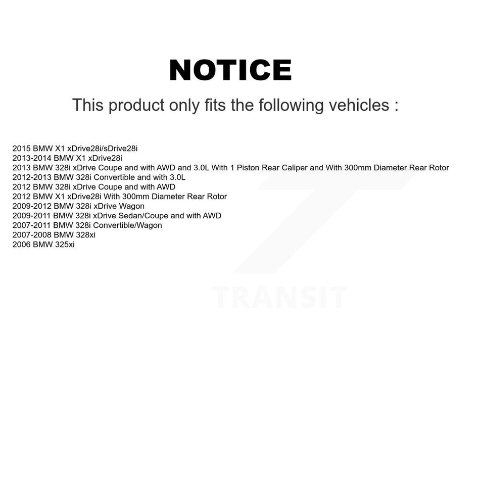 Rear Disc Coated Rotors Semi-Metallic Pads Parking Shoes Kit For BMW 328i xDrive X1 328xi KGS-102947
