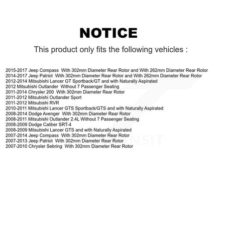 Rear Disc Coated Rotors Semi-Metallic Pads Parking Shoes Kit For Jeep Mitsubishi Patriot KGS-103015